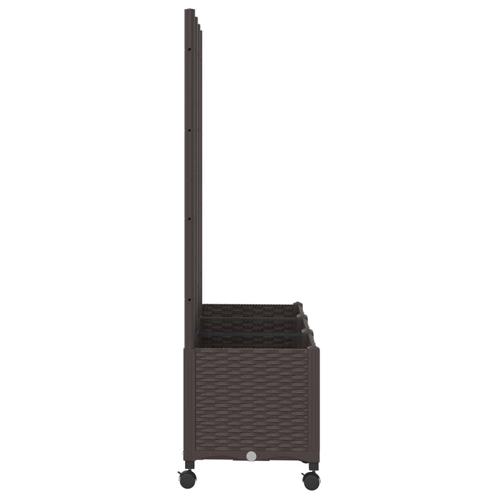 Haveplantekasse med espalier og hjul Brun 120 x 40 x 146 cm PP