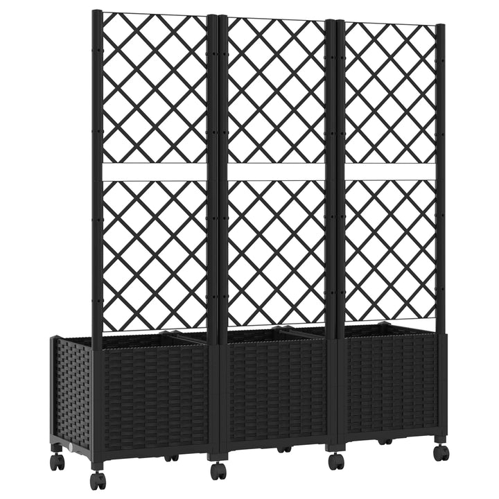 Haveplantekasse med espalier og hjul Sort 120 x 40 x 146 cm PP