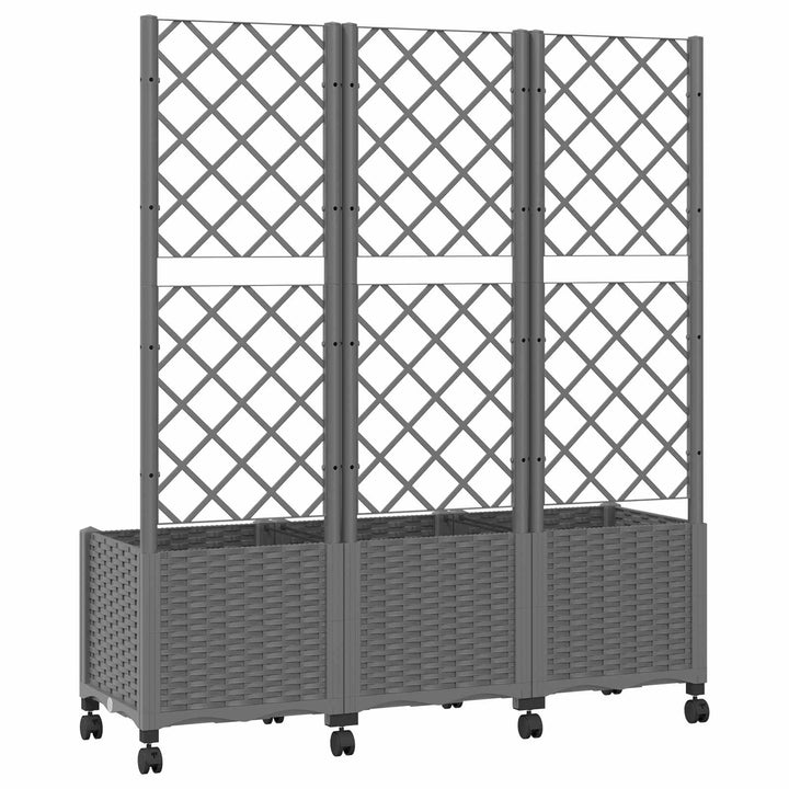 Haveplantekasse med espalier og hjul Lysegrå 120 x 40 x 146 cm
