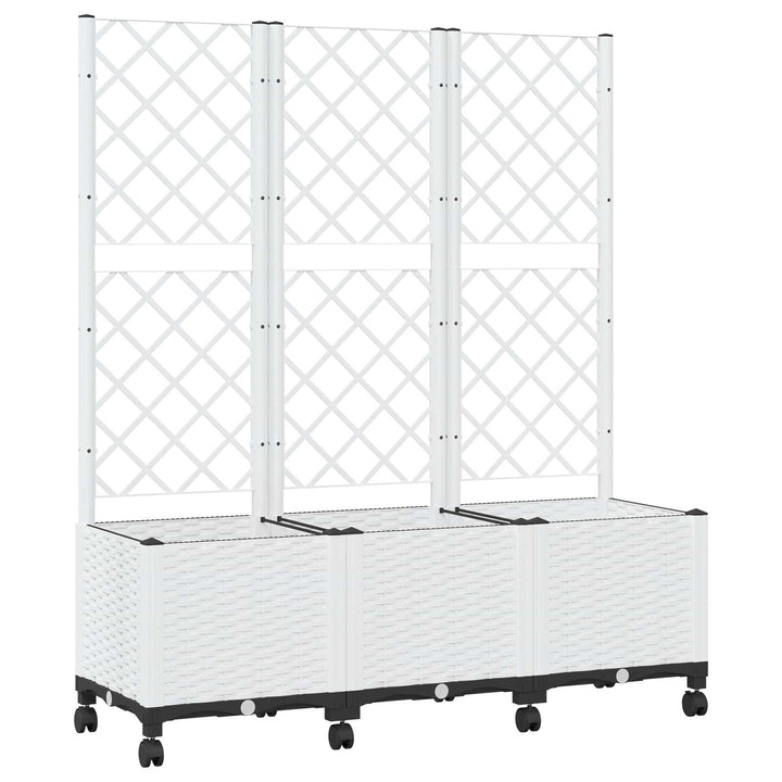 Haveplantekasse med espalier og hjul Hvid 120 x 40 x 146 cm PP