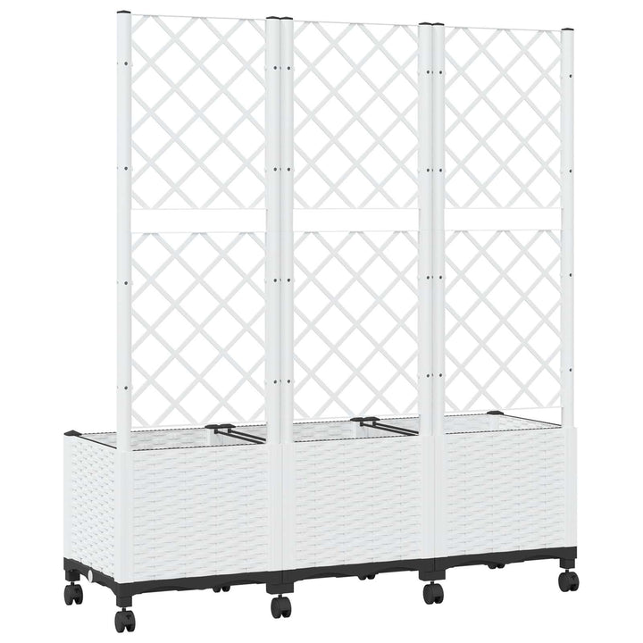 Haveplantekasse med espalier og hjul Hvid 120 x 40 x 146 cm PP