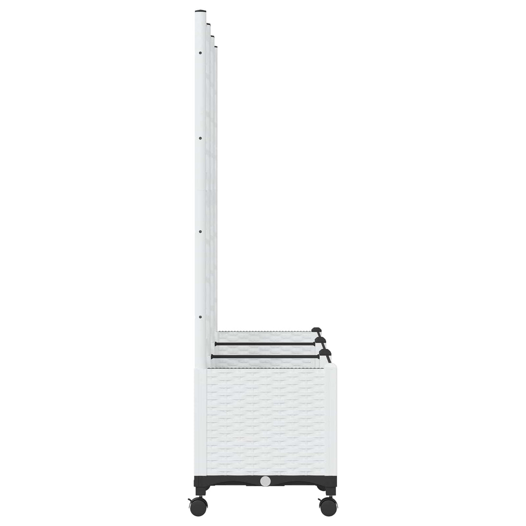 Haveplantekasse med espalier og hjul Hvid 120 x 40 x 146 cm PP
