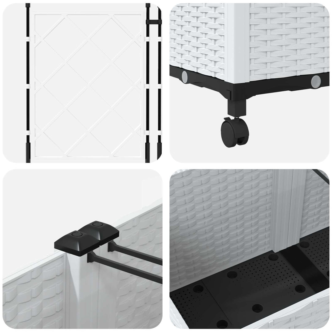 Haveplantekasse med espalier og hjul 3 stk. Hvid PP