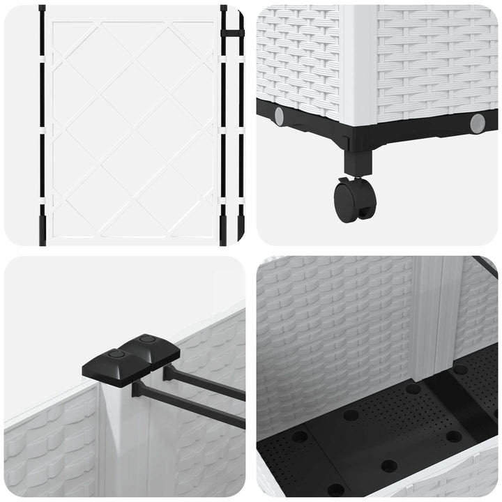 Haveplantekasse med espalier og hjul 3 stk. Hvid PP