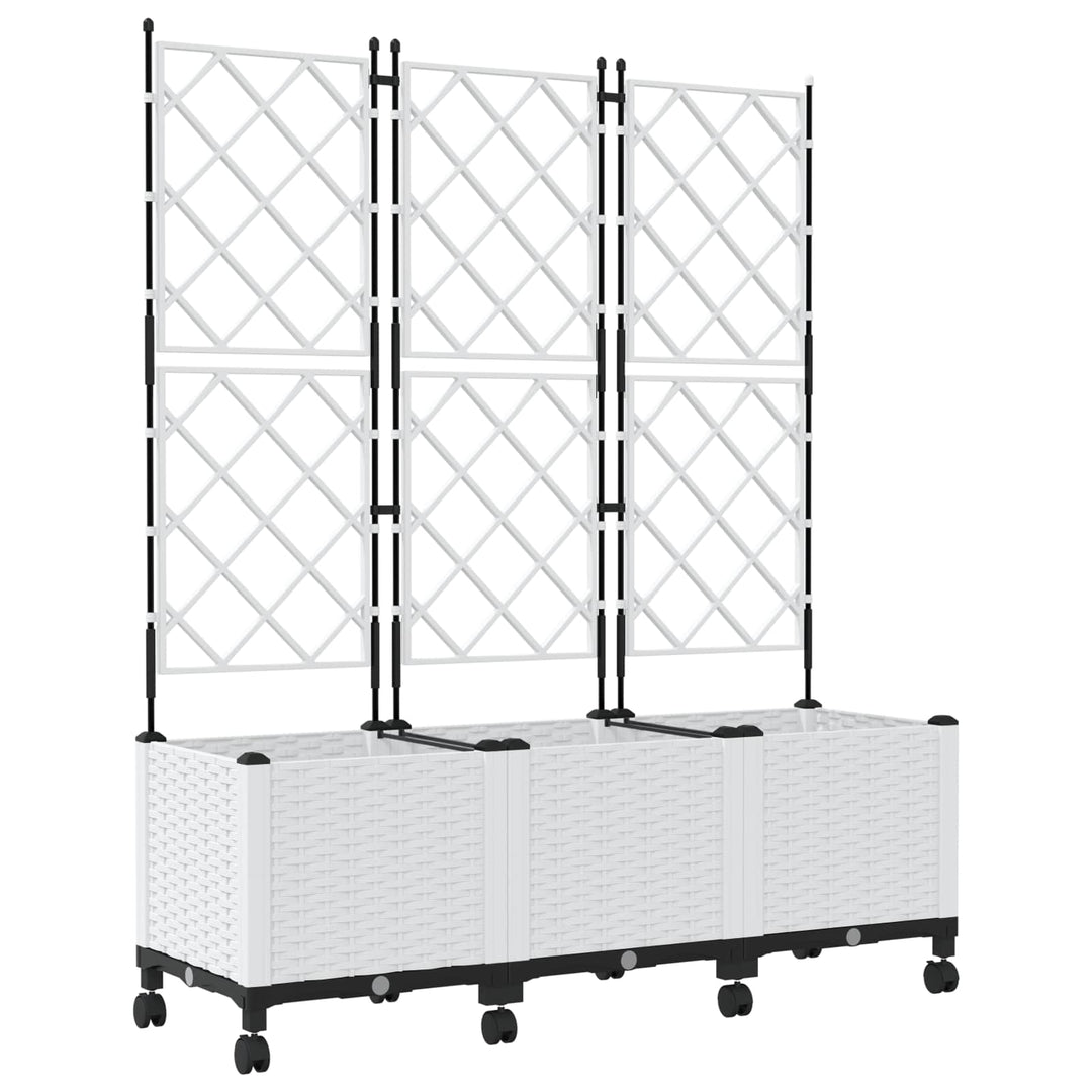 Haveplantekasse med espalier og hjul 3 stk. Hvid PP