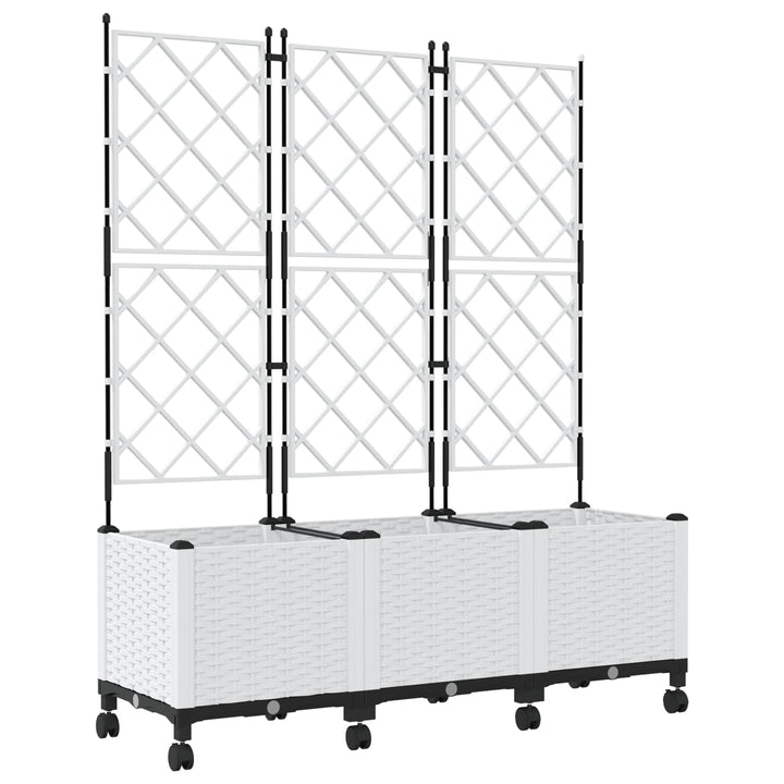 Haveplantekasse med espalier og hjul 3 stk. Hvid PP