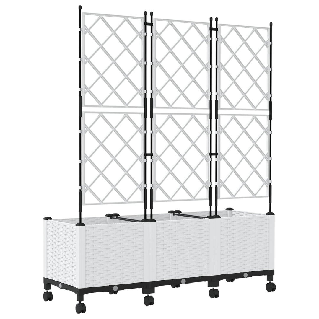 Haveplantekasse med espalier og hjul 3 stk. Hvid PP