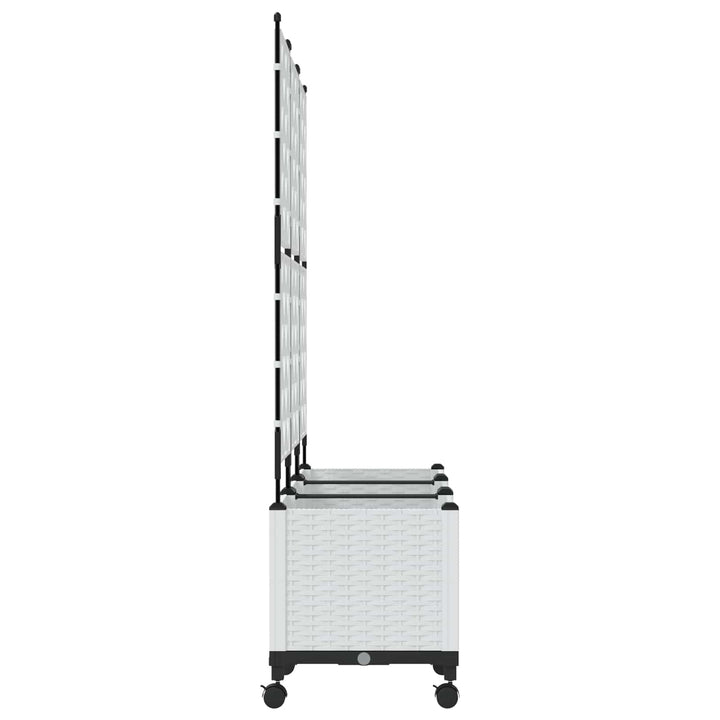 Haveplantekasse med espalier og hjul 3 stk. Hvid PP