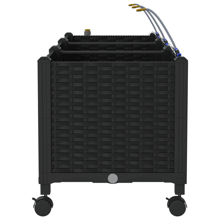 Havekrukke med vanding og hjul 3 stk. Sort 120 x 40 x 43,5 cm