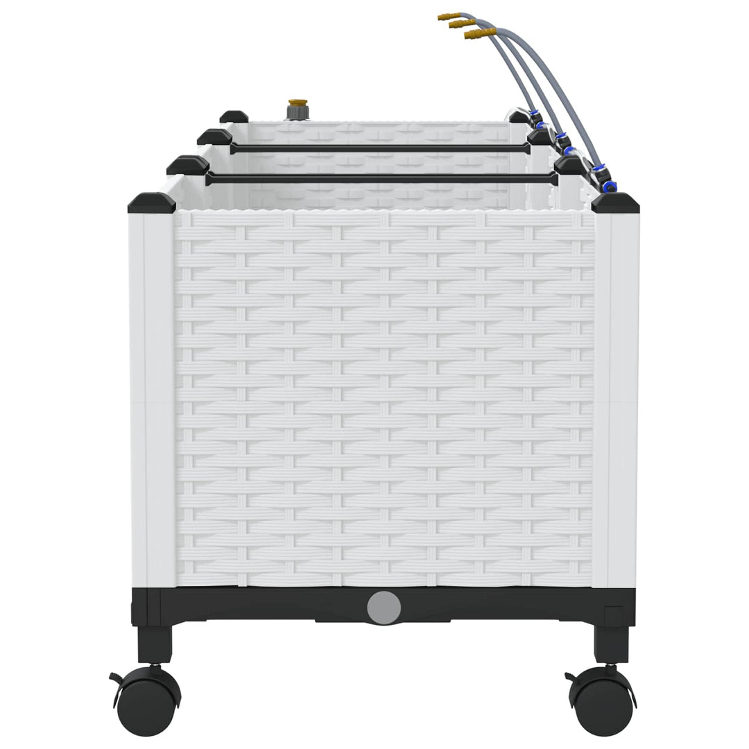 Havekrukke med vanding og hjul 3 stk. Hvid 120 x 40 x 43,5 cm