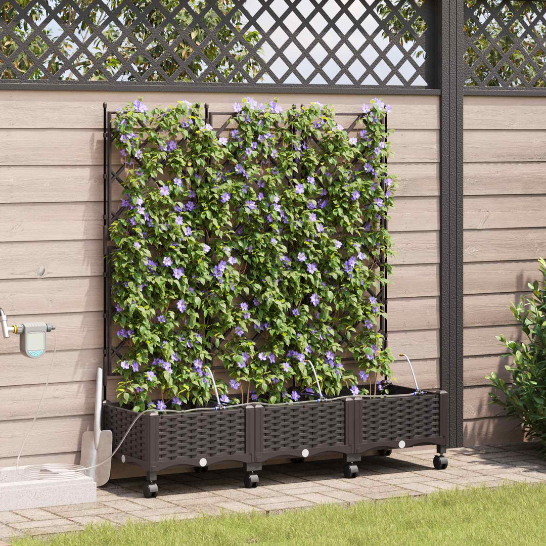 Havekrukke med vanding og hjul 3 stk. Brun 120 x 40 x 132 cm PP