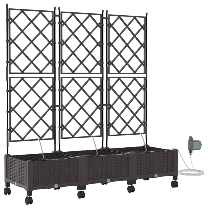 Havekrukke med vanding og hjul 3 stk. Brun 120 x 40 x 132 cm PP