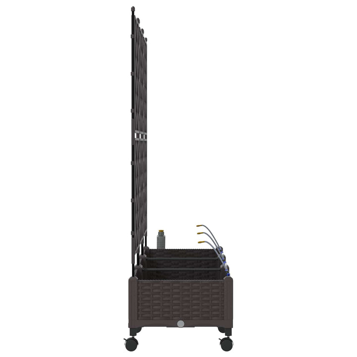 Havekrukke med vanding og hjul 3 stk. Brun 120 x 40 x 132 cm PP