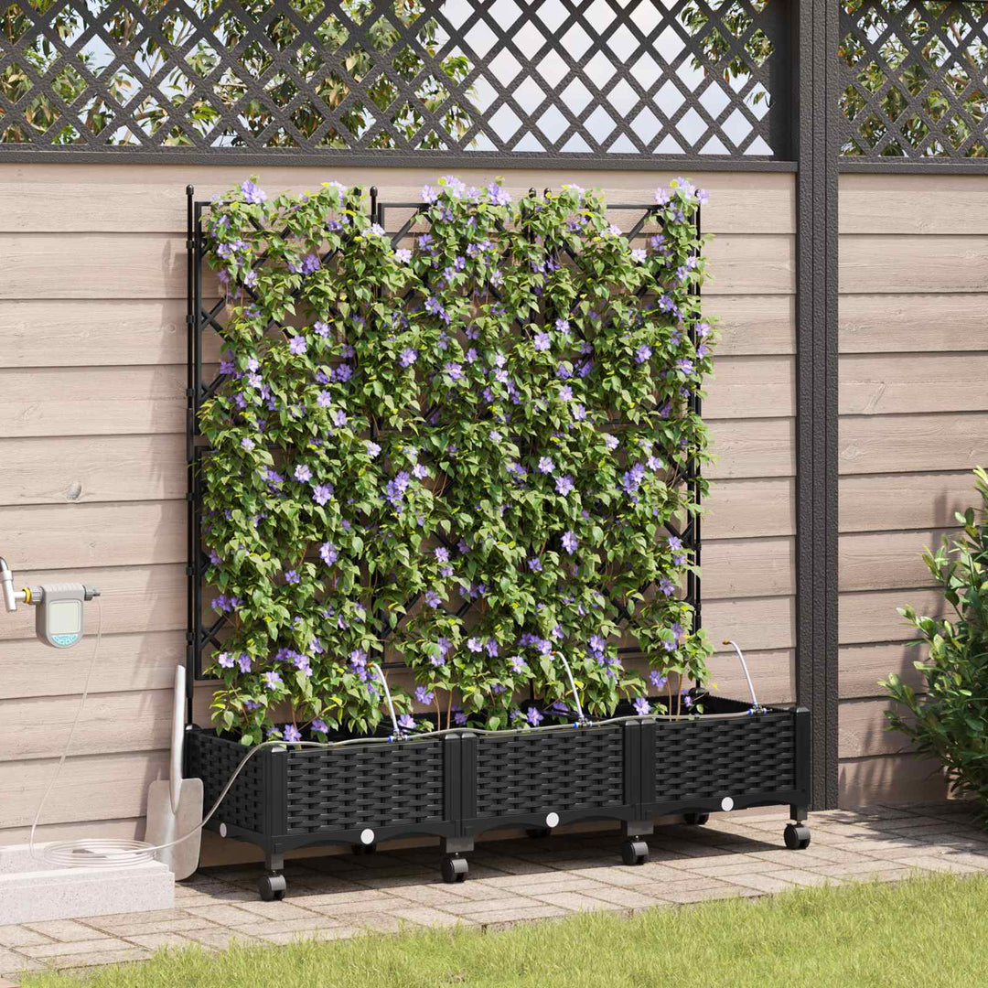 Havekrukke med vanding og hjul 3 stk. Sort 120 x 40 x 132 cm PP