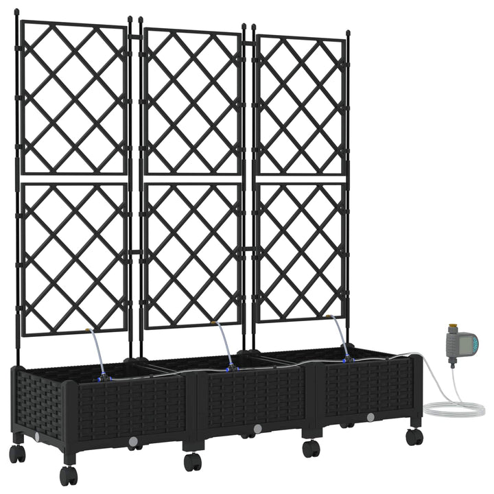 Havekrukke med vanding og hjul 3 stk. Sort 120 x 40 x 132 cm PP
