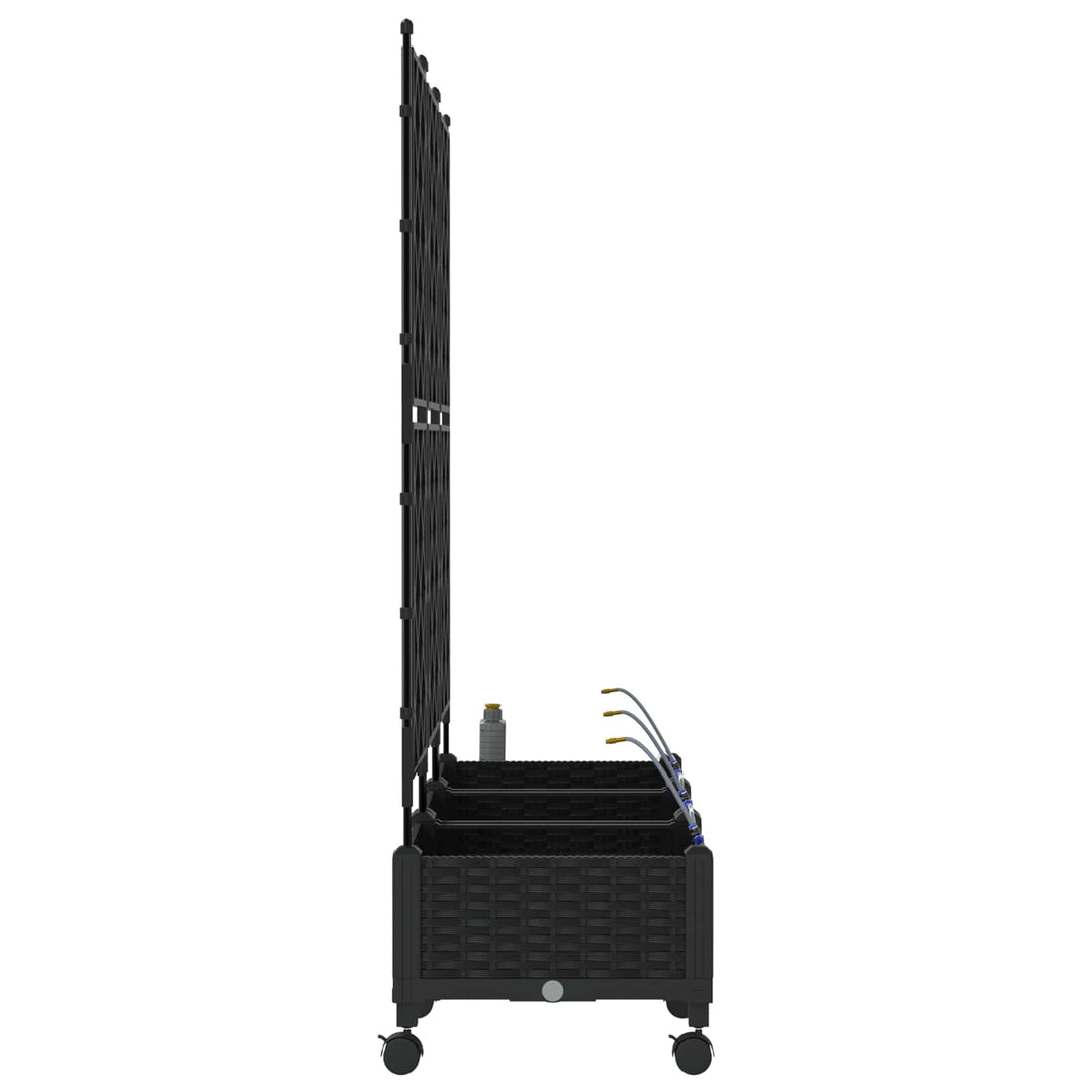 Havekrukke med vanding og hjul 3 stk. Sort 120 x 40 x 132 cm PP