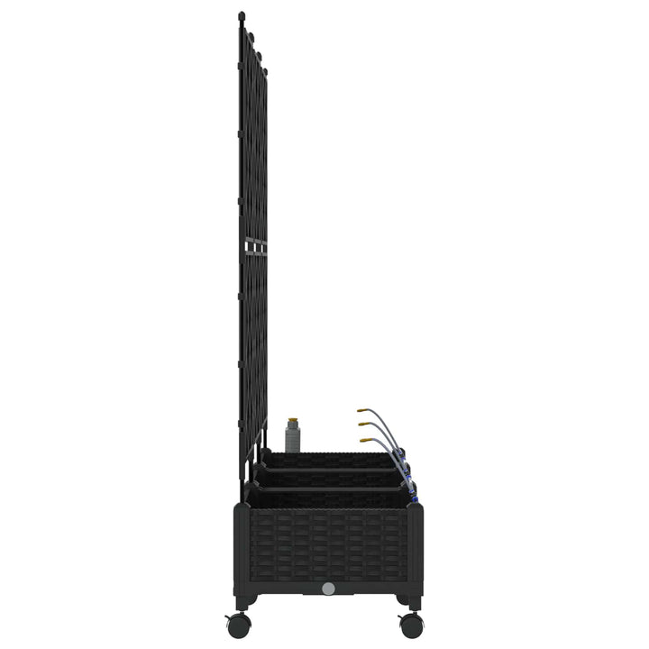 Havekrukke med vanding og hjul 3 stk. Sort 120 x 40 x 132 cm PP
