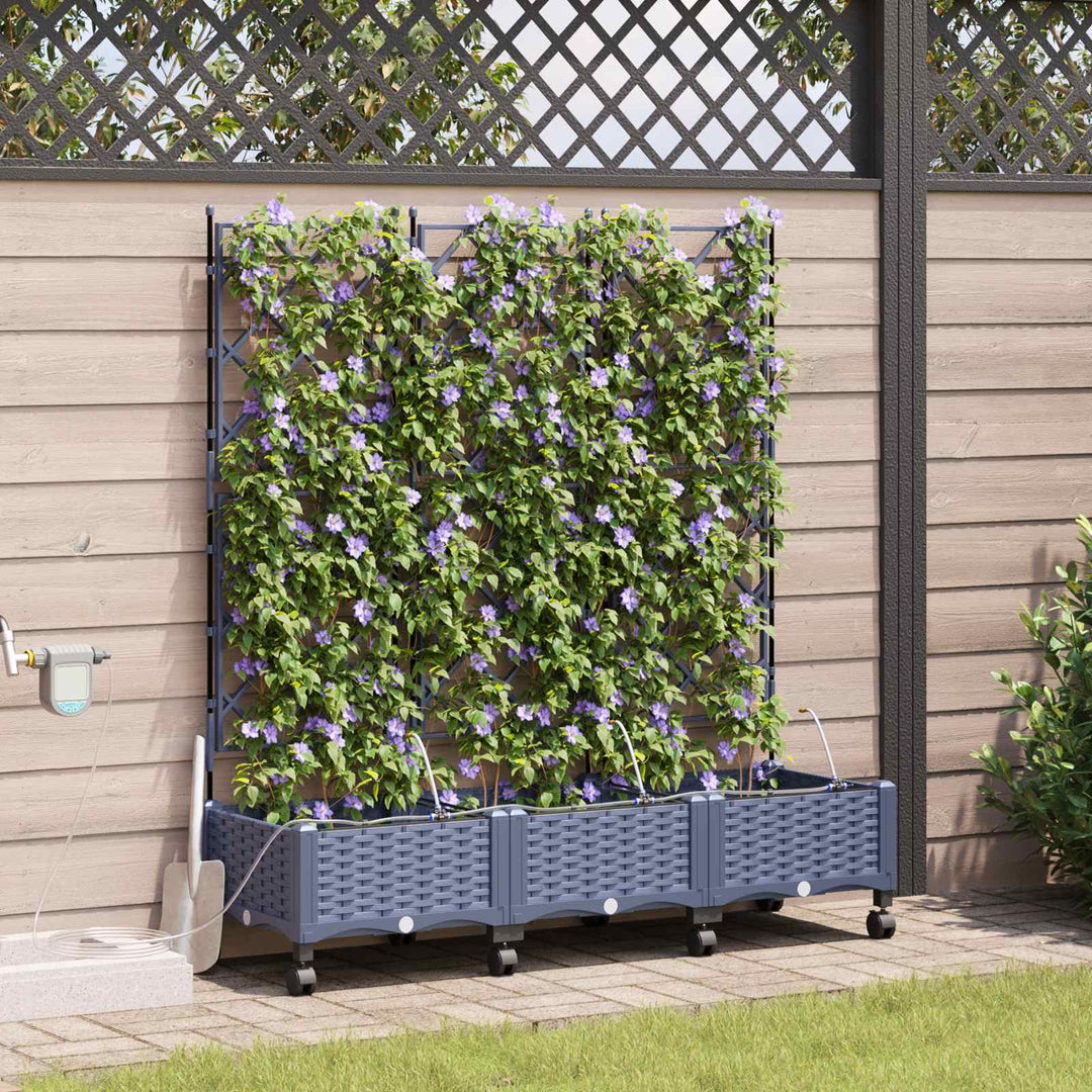 Havekrukke med vanding og hjul 3 stk. Grå 120 x 40 x 132 cm PP