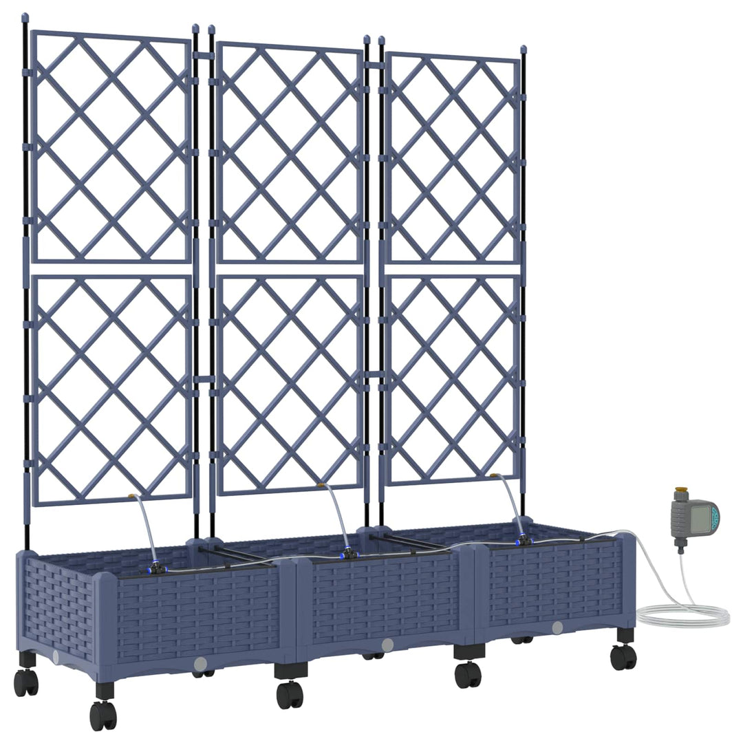 Havekrukke med vanding og hjul 3 stk. Grå 120 x 40 x 132 cm PP