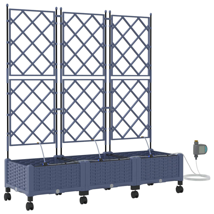 Havekrukke med vanding og hjul 3 stk. Grå 120 x 40 x 132 cm PP