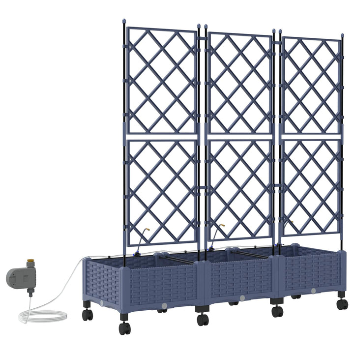 Havekrukke med vanding og hjul 3 stk. Grå 120 x 40 x 132 cm PP