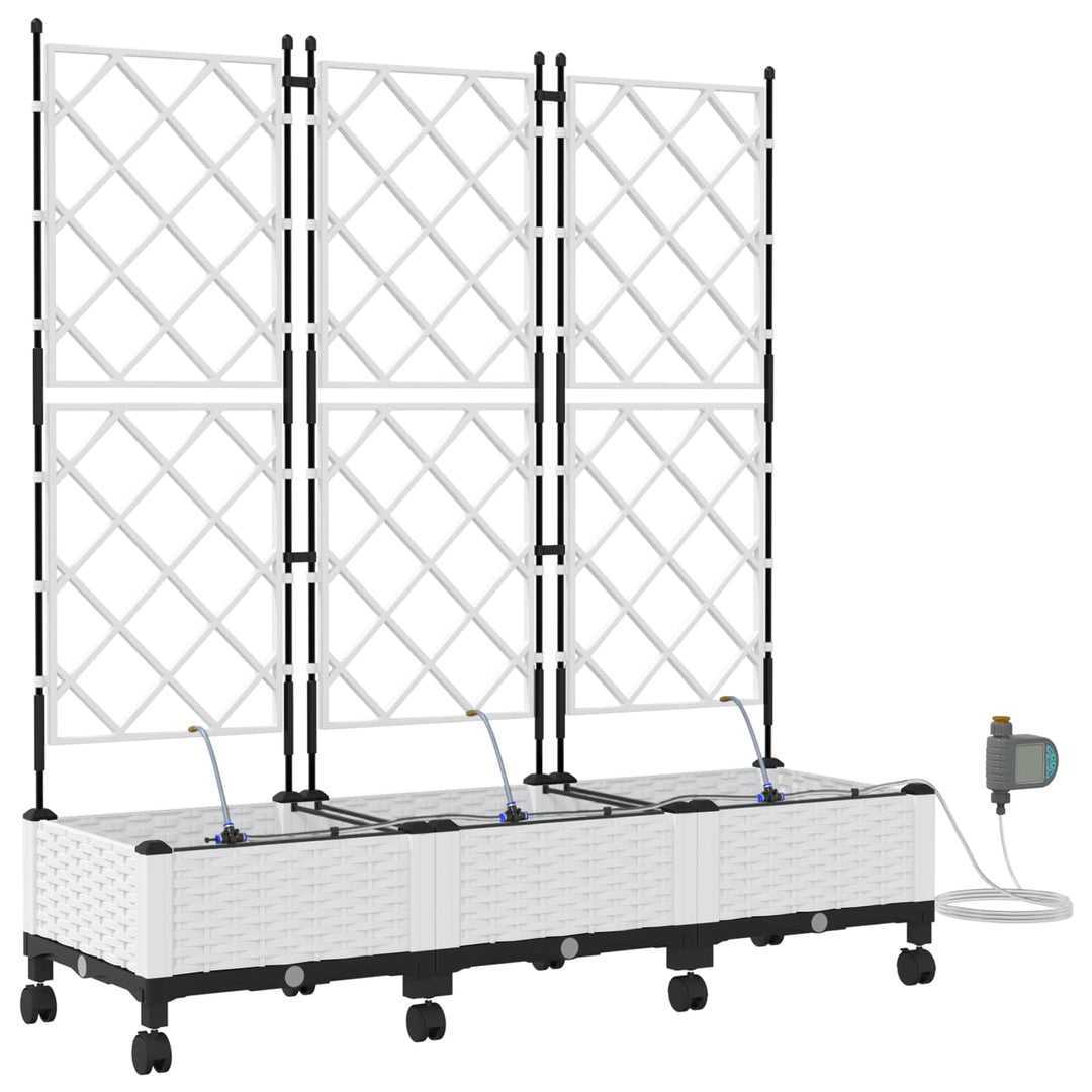 Havekrukke med vanding og hjul 3 stk. Hvid 120 x 40 x 132 cm PP