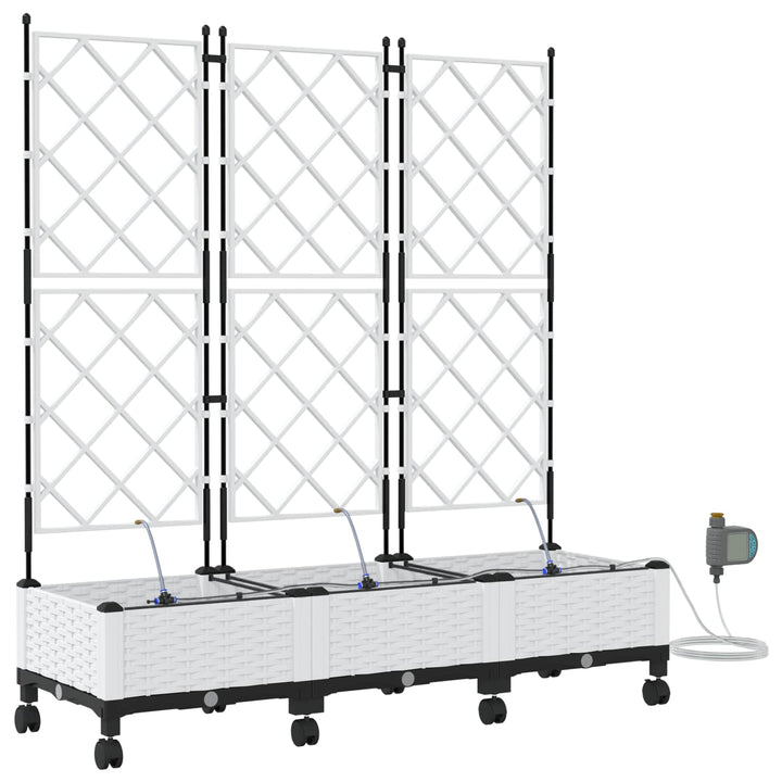 Havekrukke med vanding og hjul 3 stk. Hvid 120 x 40 x 132 cm PP