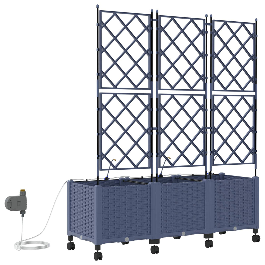 Havekrukke med vanding og hjul 3 stk. Grå 120 x 40 x 148 cm PP