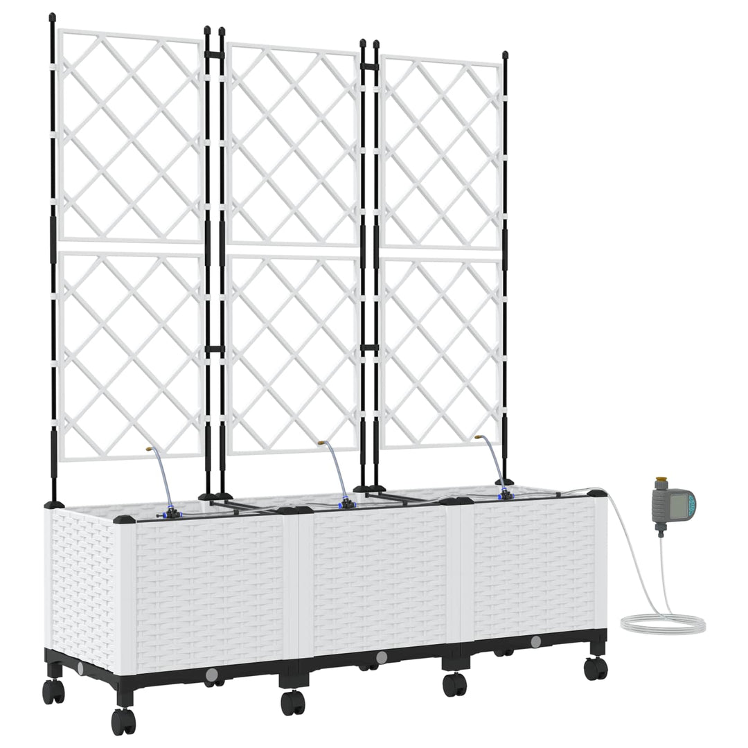 Havekrukke med vanding og hjul 3 stk. Hvid 120 x 40 x 148 cm PP
