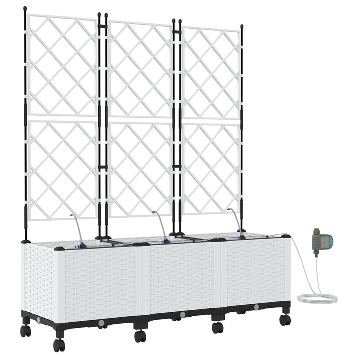 Havekrukke med vanding og hjul 3 stk. Hvid 120 x 40 x 148 cm PP