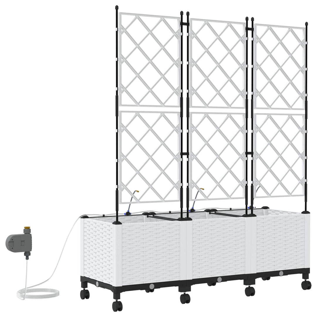 Havekrukke med vanding og hjul 3 stk. Hvid 120 x 40 x 148 cm PP