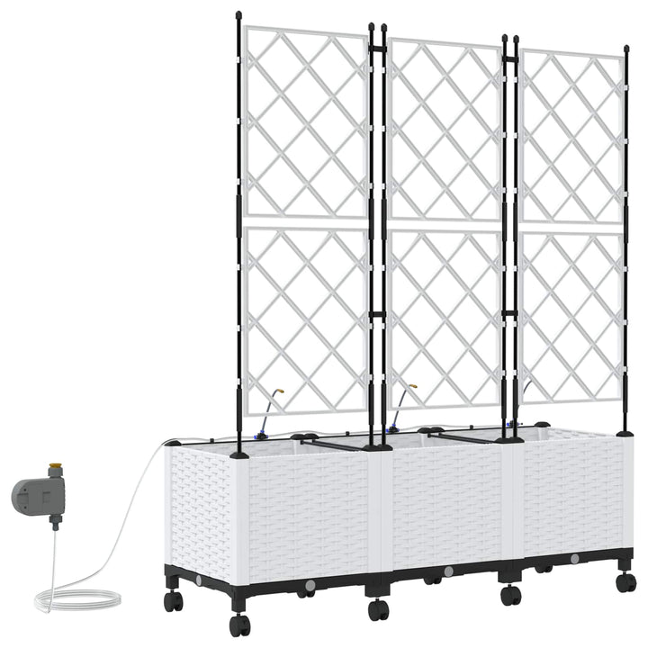 Havekrukke med vanding og hjul 3 stk. Hvid 120 x 40 x 148 cm PP