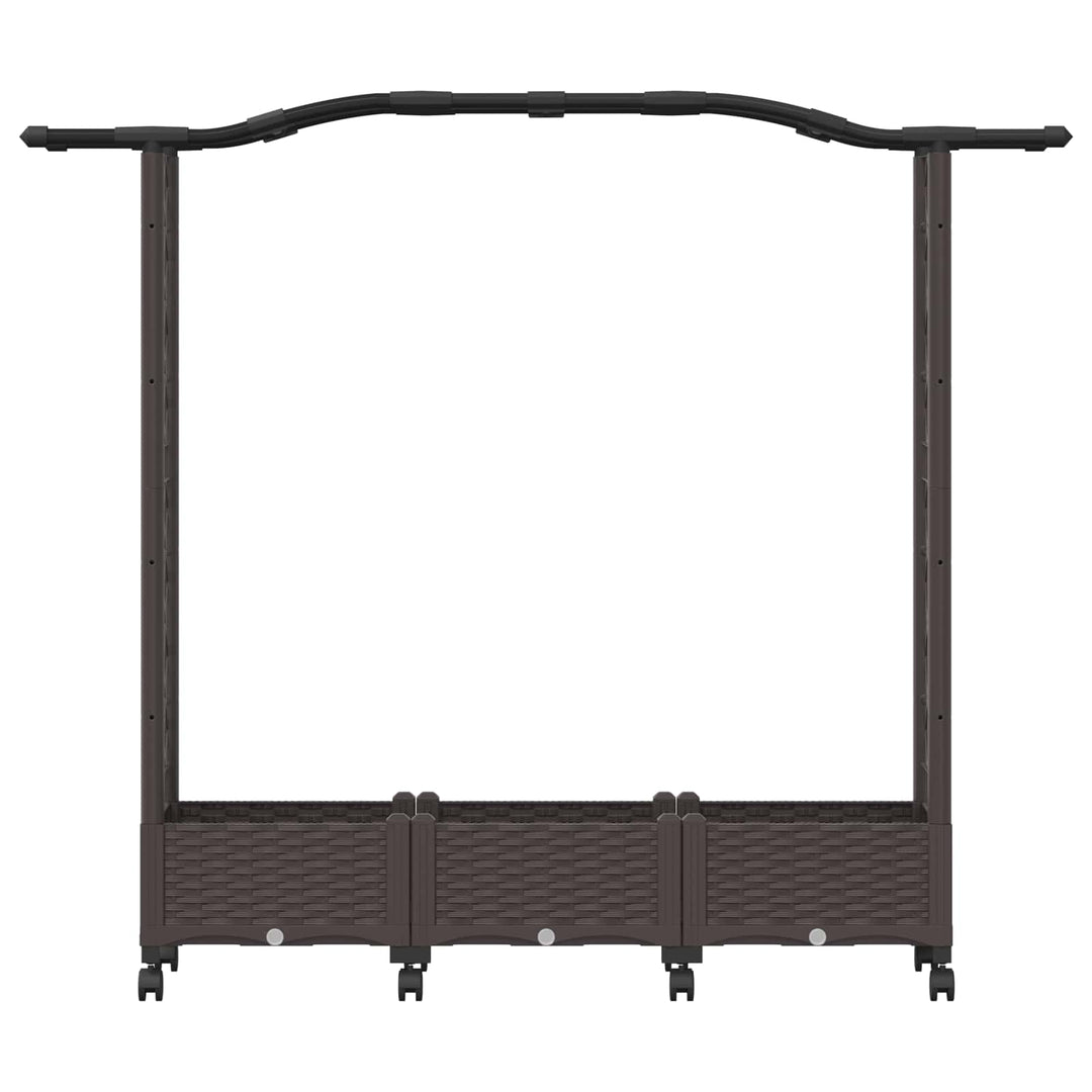 Hævet bed med espalier og hjul Brun 169 x 40 x 129 cm PP