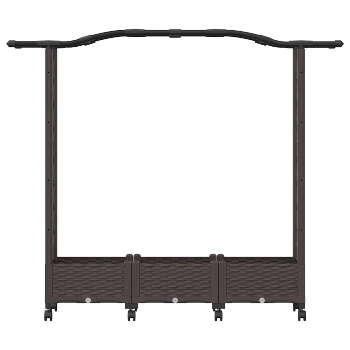 Hævet bed med espalier og hjul Brun 169 x 40 x 129 cm PP