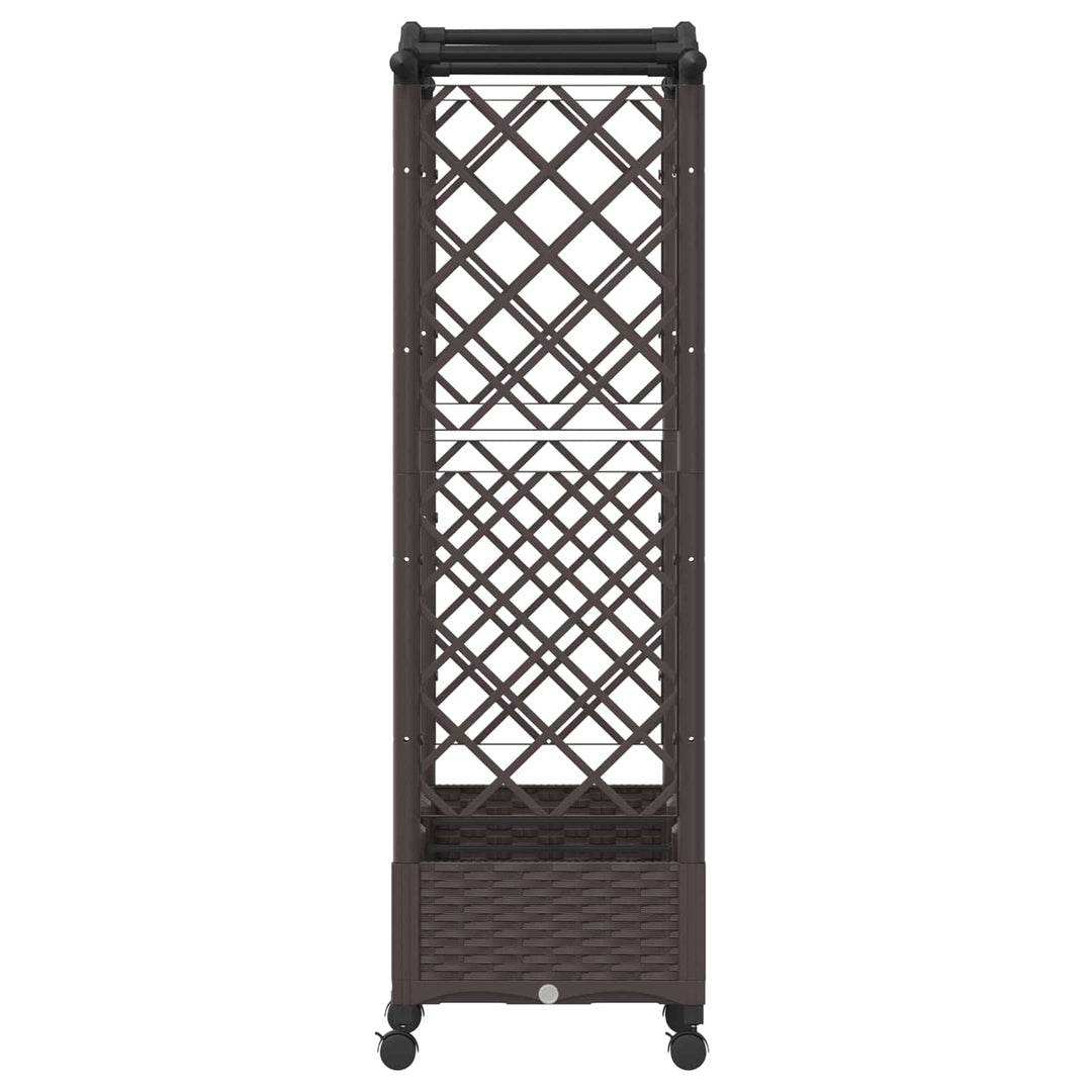 Hævet bed med espalier og hjul Brun 169 x 40 x 129 cm PP
