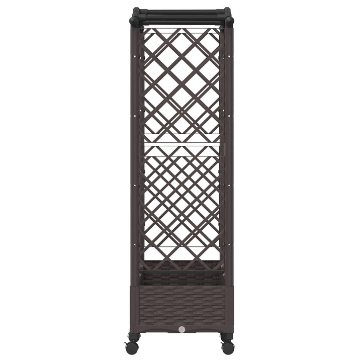 Hævet bed med espalier og hjul Brun 169 x 40 x 129 cm PP