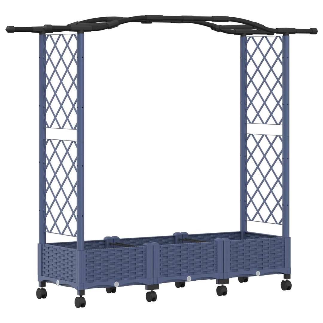 Hævet Bed med Trellis og Tag Grå 169 x 40 x 129 cm PP