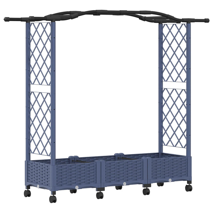 Hævet Bed med Trellis og Tag Grå 169 x 40 x 129 cm PP