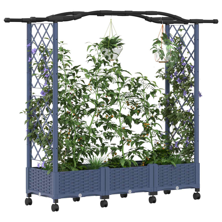 Hævet Bed med Trellis og Tag Grå 169 x 40 x 129 cm PP