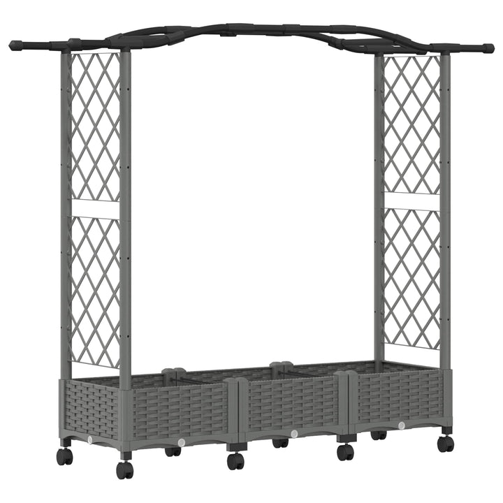 Hævet Bed med Trellis og Tag Lysegrå 169 x 40 x 129 cm PP