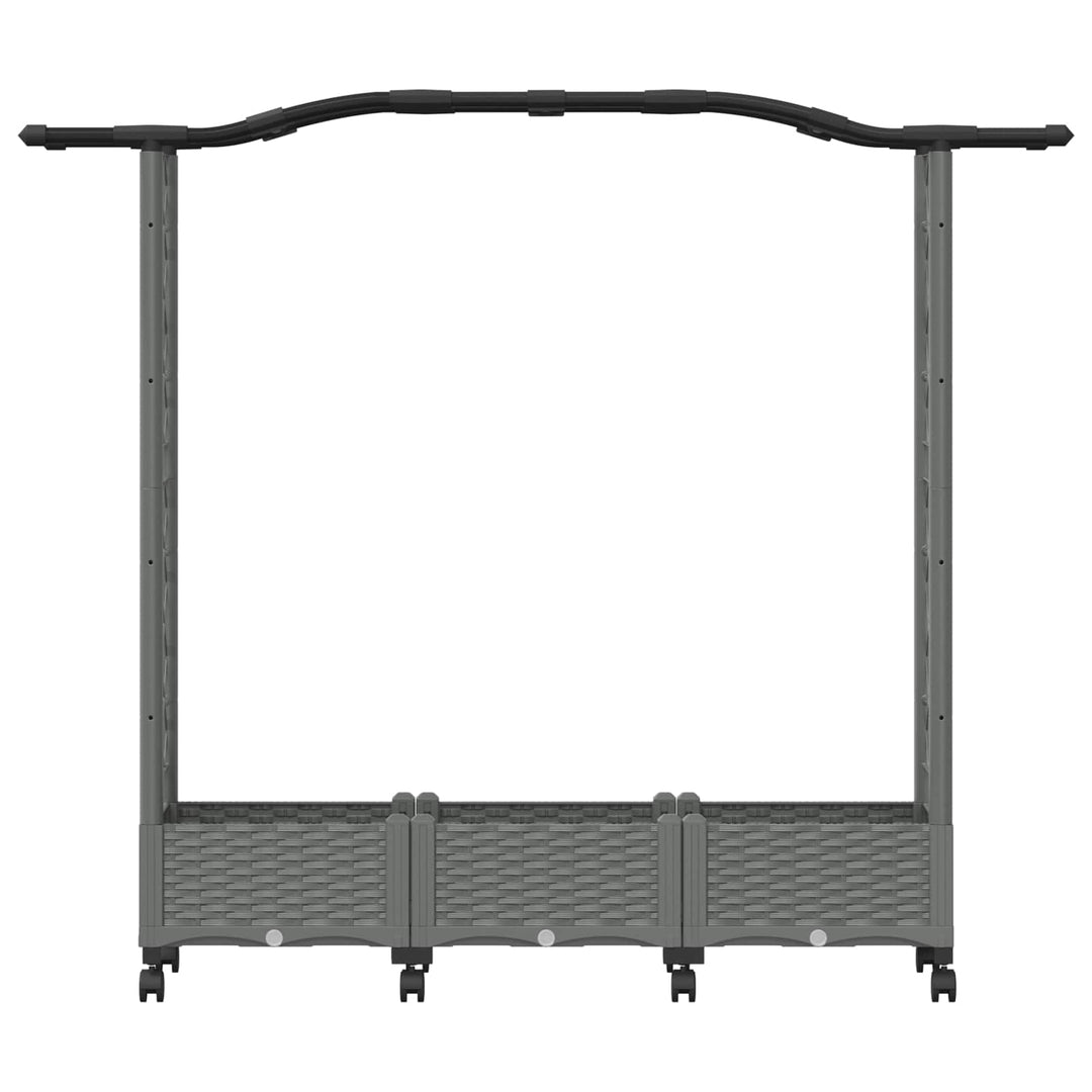 Hævet Bed med Trellis og Tag Lysegrå 169 x 40 x 129 cm PP