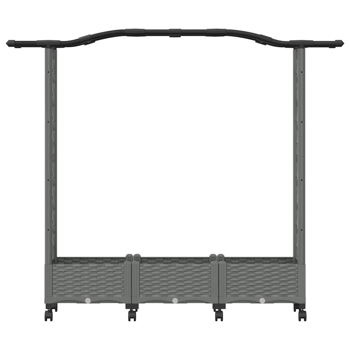 Hævet Bed med Trellis og Tag Lysegrå 169 x 40 x 129 cm PP