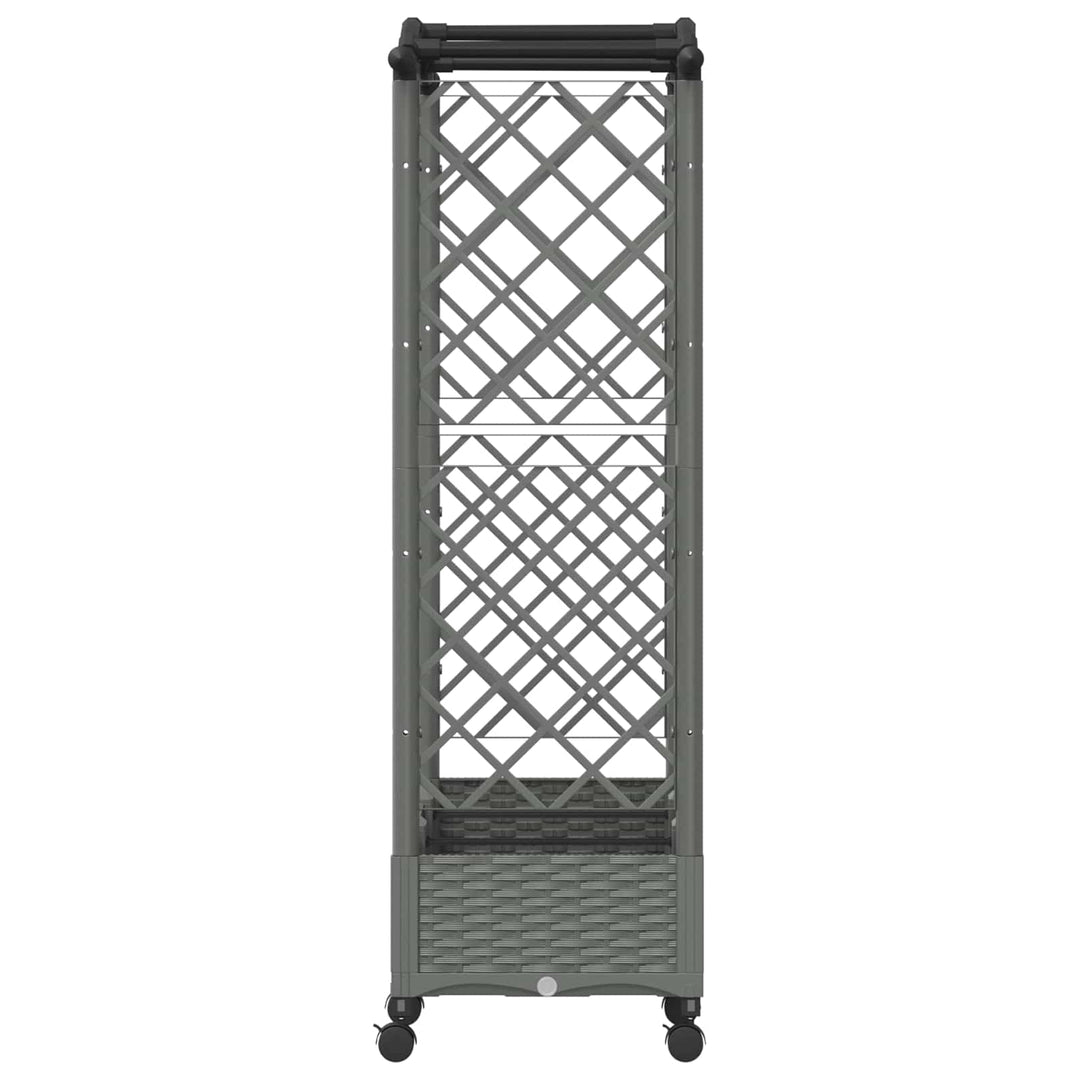 Hævet Bed med Trellis og Tag Lysegrå 169 x 40 x 129 cm PP