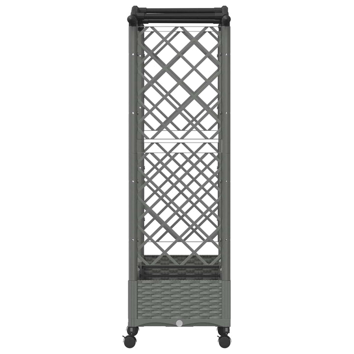 Hævet Bed med Trellis og Tag Lysegrå 169 x 40 x 129 cm PP
