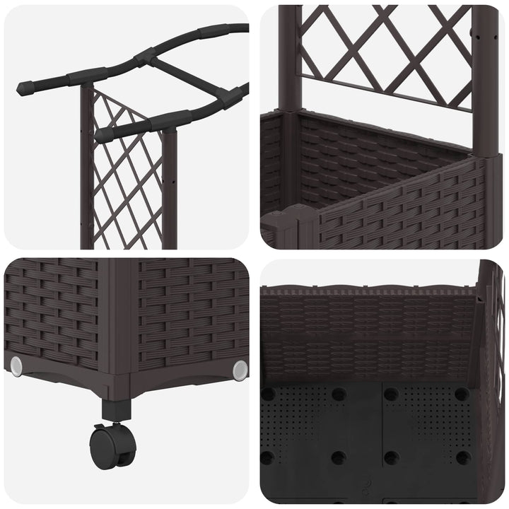 Hævet Bed med Trellis og Tag Brun 164 x 40 x 144 cm PP
