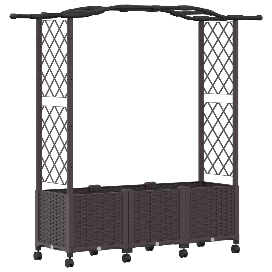 Hævet Bed med Trellis og Tag Brun 164 x 40 x 144 cm PP