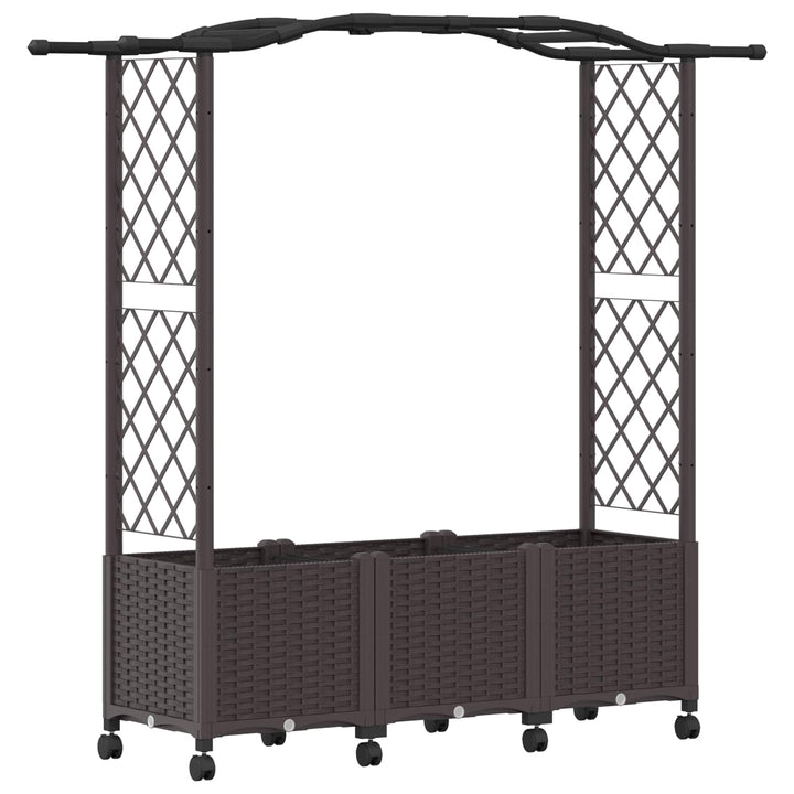 Hævet Bed med Trellis og Tag Brun 164 x 40 x 144 cm PP