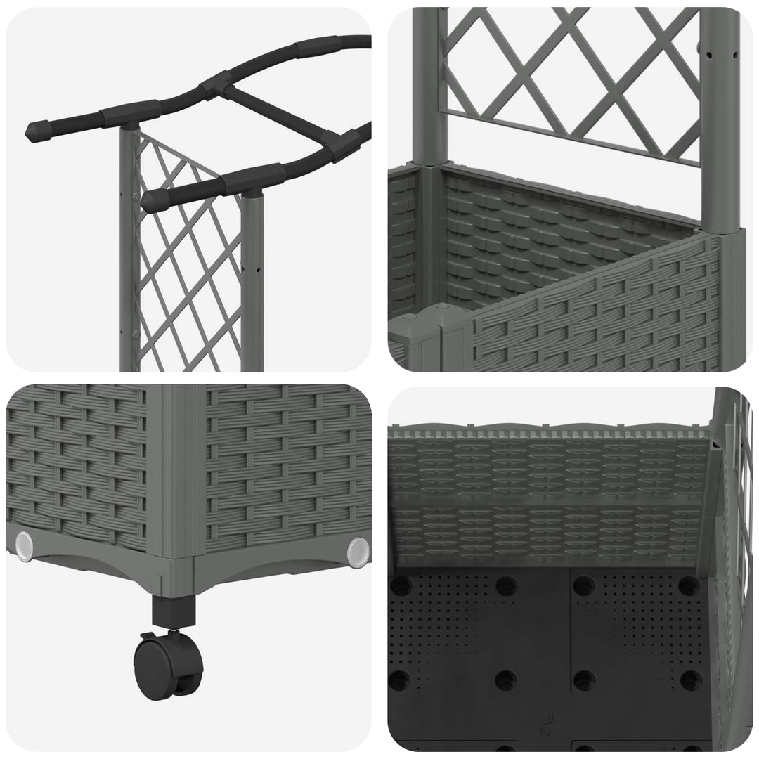 Hævet Bed med Trellis og Tag Lysegrå 164 x 40 x 144 cm PP