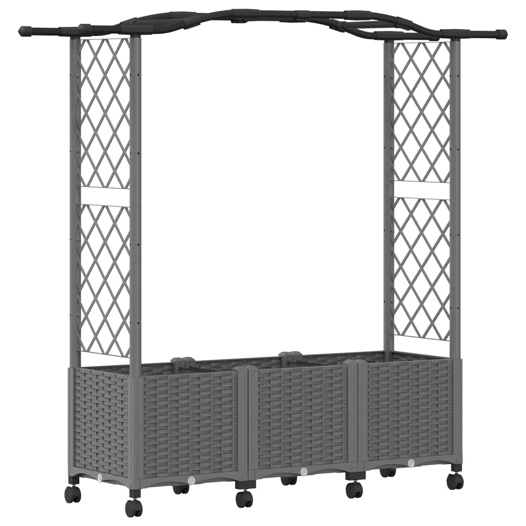 Hævet Bed med Trellis og Tag Lysegrå 164 x 40 x 144 cm PP