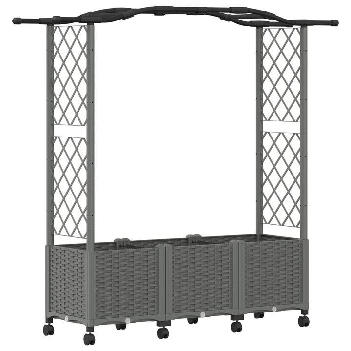 Hævet Bed med Trellis og Tag Lysegrå 164 x 40 x 144 cm PP